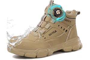 GUSAYEX Work Boots Mens Womens Waterproof Steel Toe Cap Boot Lightweight Safety Boots Puncture Proof Work Shoes Industrial Safety Trainers with Swivel Buckle Shoelaces