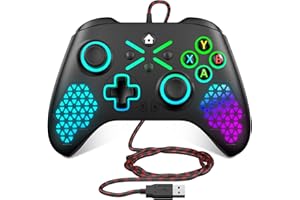 TURPOW Wired Gaming Controller for PC, RGB Adjust Game Controller, Gamepad Compatible with PC Windows 7/8/10/11