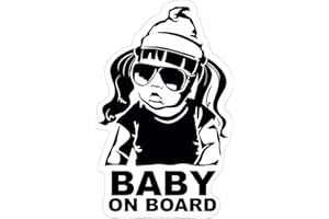‎FINEST FOLIA Baby on Board Aufkleber 12x7cm Auto Sticker -Finest Folia Autoaufkleber UV- Wetterfest Wasserfest Hangover R044 (Mädchen, Baby on Board)