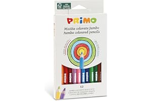 PRIMO - Matite Colorate Bambini +3 Anni e Artisti Mina Ø5.5 mm, 12 Colori a Matita Professionali Sfumabili dal Colore Pieno, Colori per Bambini per Colorare Lavoretti Creativi, Set Matite Cartoleria