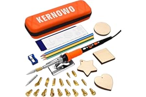 K KERNOWO Pyrography Wood Burning Tool Set 76-in-1 Wood Burning Kit with 70W Adjustable Temperature Pyrography Pen, 22 Tips, Stencils, Timbers and Carbon Papers for Engraving and Embossing