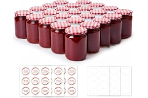 ComSaf Små glasburkar 240 ml med skruvlock och etiketter, 24-pack