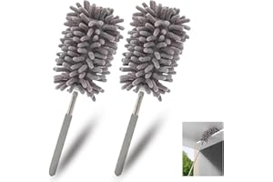 AGOGUE 2 pezzi spolverino telescopico lungo allungabile, per casa, ufficio, auto, scopa con manico telescopico, efficace rimozione della polvere