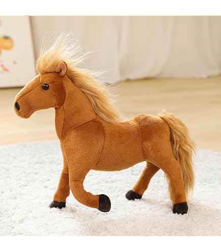 Animigos Plüschtier Pferd Mit Zaumzeug | Realistisches Design | 27 Cm Groß | Kuschelweich