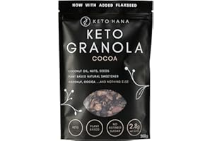 Keto Hana Cacao cétogène granola régime cétogène végétalien, sans céréales, sans produits laitiers, à base de plantes, sans sucres raffinés, sans gluten, 2,2 g de glucides nets de céréales pour