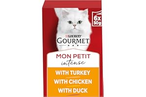 GOURMET Mon Petit Meaty Variety Duck, Chicken, Turkey Wet Cat Food 6x50g (Pack of 8)