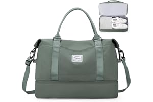 SEAFEW Reisetasche Damen Handgepäck Tasche Sporttasche Weekender Bag Schwimmtasche Wasserdicht Travel Bag Duffle Bag Fitnesstasche Trainingstasche Krankenhaustasche mit Schuhfach,A2-Grün