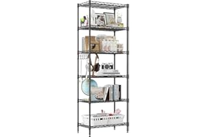Himimi 6-Tier Wire Shelving Unit Metal Shelving Unit Free Standing Shelf Units,Heavy Duty Racking Shelves for Storage with Adjustable Leveling Feet 21.3 x 11.4 x 63inch(L x W x H),Black
