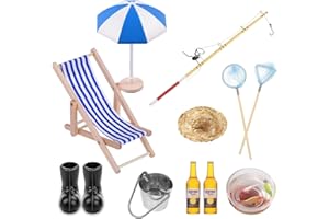 DBUWQIPS 11Pezzi Miniature Miniature Oggetti Mini Oggetti Miniature Casa Delle Bambole Oggetti in Miniatura Miniatura Mobili in Miniatura Canne da Pesca in Miniatura Accessori Accessori in Miniatura