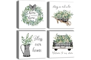 Artscope Stampe e Quadri su Tela 4 pz. Dolce Casa Immagine Fotografia Murale Tela Wall Art Bel Regalo per Home Decor Ristorante Cucina Regalo di Anniversario Compleanno 30x30CM