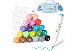 Ohuhu 24 Colori Pennarelli Acrilica Lavabili per Bambini, Pennarelli Acrilici Lavabile con Punta Tonda, per Pietra, Vetro, Legno e Tela, Non Tossici e Adatti alla Pelle, Sicuro e non tossico