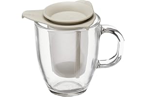 Bodum Yo-Yo Set - Tetera Individual, 0,35 l, Taza de Cristal, Filtro y Tapa de plástico, Color Blanco Crema