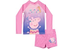 United Labels Peppa Pig baddräkt tvådelad UV-skydd 30 för flickor, rosa, badmode barn med skjorta och badbyxor, badkläder