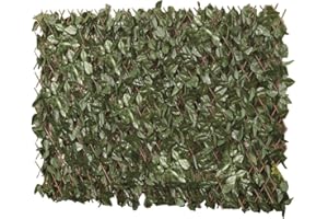 CLIFFORD JAMES Artificial Ivy Hedge Trellis 1 x 2m Expandable Privacy Screening Panel for Gardens, Balcony and Terraces P