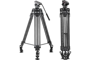 CAMBOFOTO 65'' Professional Aluminum Tripod, Fluid Head Tripod, Sturdy Video Tripod Havy Duty Tripod Compatible for DSLR/SLR Cameras, Max Load 17.63lb (black) …