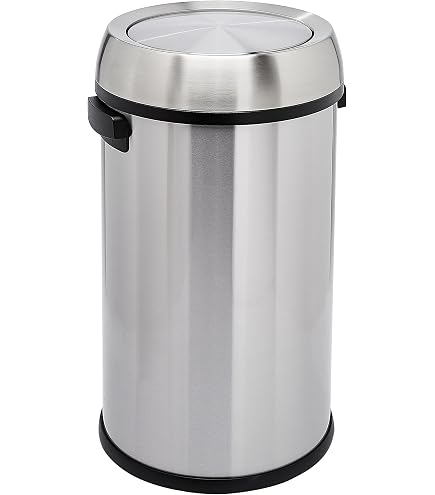 PROREGAL Abfallbehälter 50 Liter Mit Pushdeckel – Robustes Aluminium, 68x38x25 Cm, Schwarz