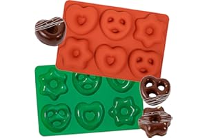 webake Silikonowa forma do piernika, gwiazdy, serce, precle, 2 sztuki, forma do pieczenia pierników, silikonowa forma do pieczenia piernika