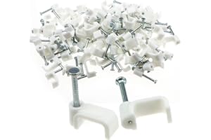 enTie FLAT White 10mm Cable Clips for 2.5mm2 Twin & Earth Cables [100 Pack] [10mm (2.5mm2 T&E)]