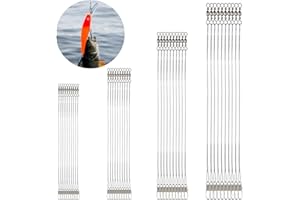 GUDQVOZIHG 40 pièces ，bas de ligne en acier 4 tailles bas de ligne en acier ，inoxydable avec émerillon et mousqueton bas de ligne en acier ，bas de ligne noir bas de ligne pour la pêche au lancer