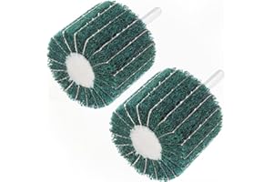 ChgImposs 2Pcs Abrasive Wheel for Drill, 6mm Drill Scouring Pad Grinding Sanding Head Flap Wheel Mounted Polishing Brush Wheel for Stainless Steel/Aluminum/Grinding Polishing