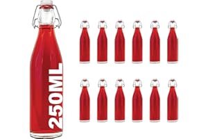 slkfactory 12 x 250 ml Bottiglie di Vetro vuote con Chiusura Clip in Vetro Swing 0,25 Litri con Tappo