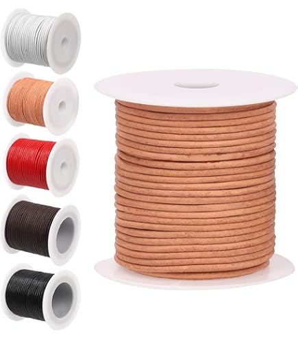 Cordino In Pelle Di Vitello 10 M - Per Fai-da-te E Gioielli - Colore Marrone Sabbia, Spessori 1/2/2.5 Mm - Foto 5