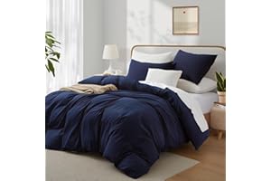 ‎BOQINGZHU Boqingzhu Baumwolle Bettwäsche 135x200cm Blau Dunkelblau Einfarbig Uni Einzelbett Weich Renforce Baumwollbettwäsche Bettbezug 135x200cm und 1 Kissenbezug 80x80cm mit Reißverschluss