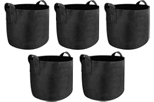 MAISON & WHITE Plant Grow Bags - 5 Pack | 5 Gallon Breathable Nonwoven Fabric Soft Sided Aerating Growing Pots | Garden Potato Fruit Vegetable & Flower Planter Bags | M&W