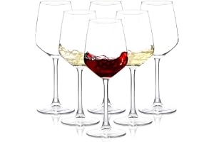 SHYRC Wine Glasses Set of 6, 12oz Clear Red/White Wine Glasses, Long Stem Wine Glasses for Party, Wedding and Home