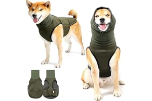 ZESTEFY Beruhigungsweste für Hunde mit Kapuze & Reflektorstreifen – Weich & Verstellbar Atmungsaktiver Hundemantel zur Stressreduktion bei Feuerwerk, Gewitter & Reisen (Armeegrün, L)