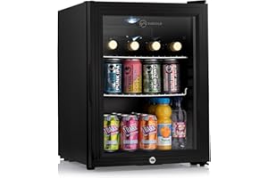 Subcold Super35 LED Mini Fridge | 35L Table-Top Beer, Wine & Drinks Fridge | Energy Efficient with Dual-Glazed Glass Door - Black