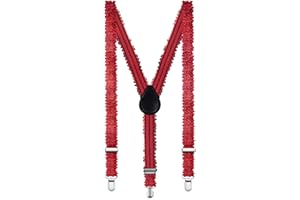 Aomig Tirantes con Lentejuelas, 25mm Tirantes Hombre Mujer, Tirantes para Pantalones Accesorios de Vestuario para Carnaval Fiestas Rave, Jazz y Baile Boda, 56-85cm