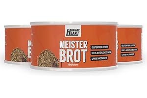 ‎HUNGRY HEART Fesitval Brot - Frisches Kürbiskernbrot 3 x 250gr | Glutenfreies Brot mit 100% Natürlichen Zutaten | 4 Jahre haltbar | Snack Dosenbrot - Essen unterwegs