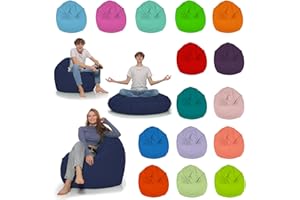 HomeIdeal - Sitzsack 2-in-1 Funktionen Bodenkissen für Erwachsene & Kinder - Gaming oder Entspannen - Indoor & Outdoor da er Wasserfest ist - mit EPS Perlen, Farbe:Marineblau, Größe:130 cm Durchmesser