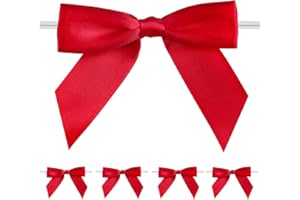 ‎JIJACRAFT jijAcraft Rot Kleine Schleifen Selbstklebend: Fertige Geschenk Schleife mit Draht 9×8.5cm Dekoschleifen zum Basteln 50 Stück Satinschleifen für Blumenkranz, Ästen, Weihnachtsbaum