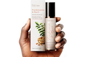 Gya Labs Olejek eteryczny z kadzidła i mirry w kulce na stres (10 ml) - Czysty, wstępnie rozcieńczony roll-on - Idealny do aromaterapii, łagodzenia bólu i zdrowej skóry - Do stosowania na skórę