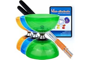 Juggle Dream Cyclone Quartz Diabolo de Jonglage Set - Pro Diabolo Triple Roulement A Bille + des Diablo Baguettes en Aluminium, et Vidéo d'apprentissage en Ligne (Vert)