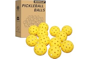 BOOMCLAP Outdoor Pickleball-Bälle, ein Set mit 12 Pickleballs, erfüllt USAPA-Anforderungen, gute Balance, Sprungstabil, zuverlässig, langlebig - Gelb