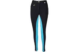 Discount Pet Accessories da Donna,per Equitazione,Morbidi,Elasticizzati JODPHURS/Calzoni da Cavallerizza JODS Nero con Pavone BY Sconto Animale Domestico Accessori