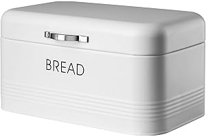 KADAX Box di pane, spazzolato con scatola di pane in acciaio, 30 x 18 x 16 cm, un ampio contenitore di pane con coperchio denso, per una più lunga freschezza del pane (bianco)