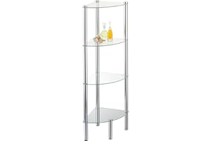 AXENTIA Axxentia Bad Solanio 282134 stojący regał narożny chromowany 4 szklane półki 30 x 30 x 108 cm