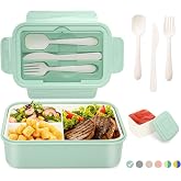 LUZOON Lunch Box, Bento Box Lunch Box for Children and Adults with 3 Compartments and Cutlery 1400 ml Plastic Lunch Box Food