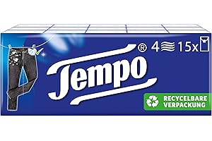 ‎TEMPO Tempo Taschentücher Klassik, 4-lagige Papiertücher in bewährter Tempo Qualität, 15 x 10 Tücher (150 Tücher)