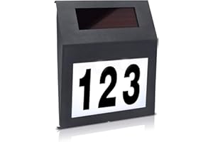 ‎UISEBRT UISEBRT Solar LED Hausnummer Beleuchtet Edelstahl - Solarhausnummer mit 2 LED für außen - Solarleuchte mit Dämmerungsschalter und amorphem Silizium- Solar-Panel (Anthrazit)