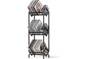 KEYSAFER Vinyl Record Storage Holder CD Rack 12 inches Album Holder Metal CD Display Stand Holds up to 240-280 LP, Book and Record Album Storage and Organizer,Easy to Assemble