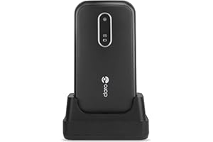 Doro 6620 Téléphone Portable 3G à Clapet Débloqué pour Seniors avec Grandes Touches, Touche d'Assistance avec GPS et Socle Chargeur Inclus (Noir/Blanc) [Version Française]