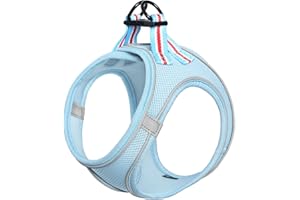 HEELE Harnais Chien Réfléchissant Gilet Harnais pour Petit Chien pour Randonnée Trajet Voiture, Jack Russell Harnais en Maille Douce Respirante et Durable, Bleu, S