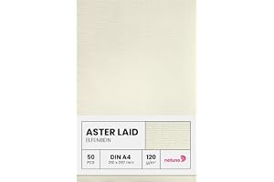 Netuno 50x Elfenbens hantverkspapper räfflat med vattenstämpel DIN A4 29,7 x 21 cm 120g Aster Laid Ivory för certifikat hantv