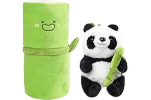 Edencomer 33cm/13inch High Bamboo Tube Panda Plush Toy Panda in Bamboo Panda Bamboo Plush Toy, Panda Gifts for Kids Boys Girls Women