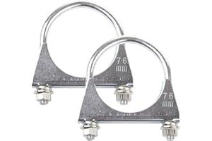 GILEN 2 Pcs 76mm Exhaust Clamp, Heavy Duty Exhaust Clamps U Clamps, Special Clamp for Exhaust Pipe U-Shaped Galvanized Pipe Clamp, Exhaust U Bolts for 76mm Diameter Exhaust Tail Pipe Clamps